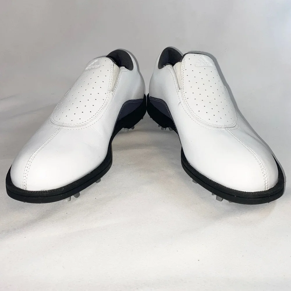 Adidas Slip On Golf Shoes White Grey Cleated Leather 679281‎ Womens Size 6